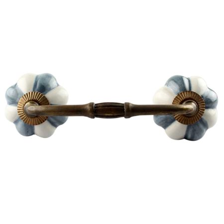 Grey And White Ceramic Melon Bridge Handle